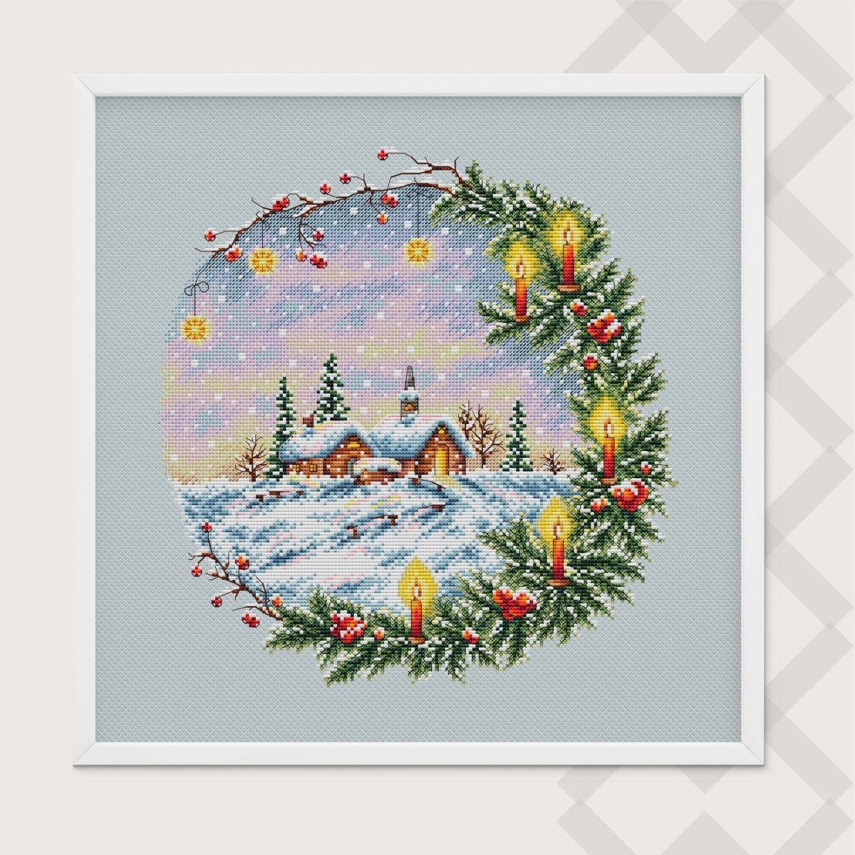 Christmas Eve Wreath Cross Stitch Pattern фото 1