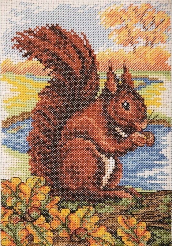 Red Squirrel Cross Stitch Kit фото 1