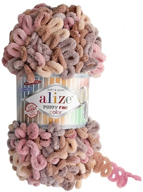 Alize Puffy Fine Color, 100% Micropolyester 5 Skein Value Pack, 500g фото 8