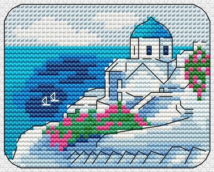 Santorini Cross Stitch Chart фото 1