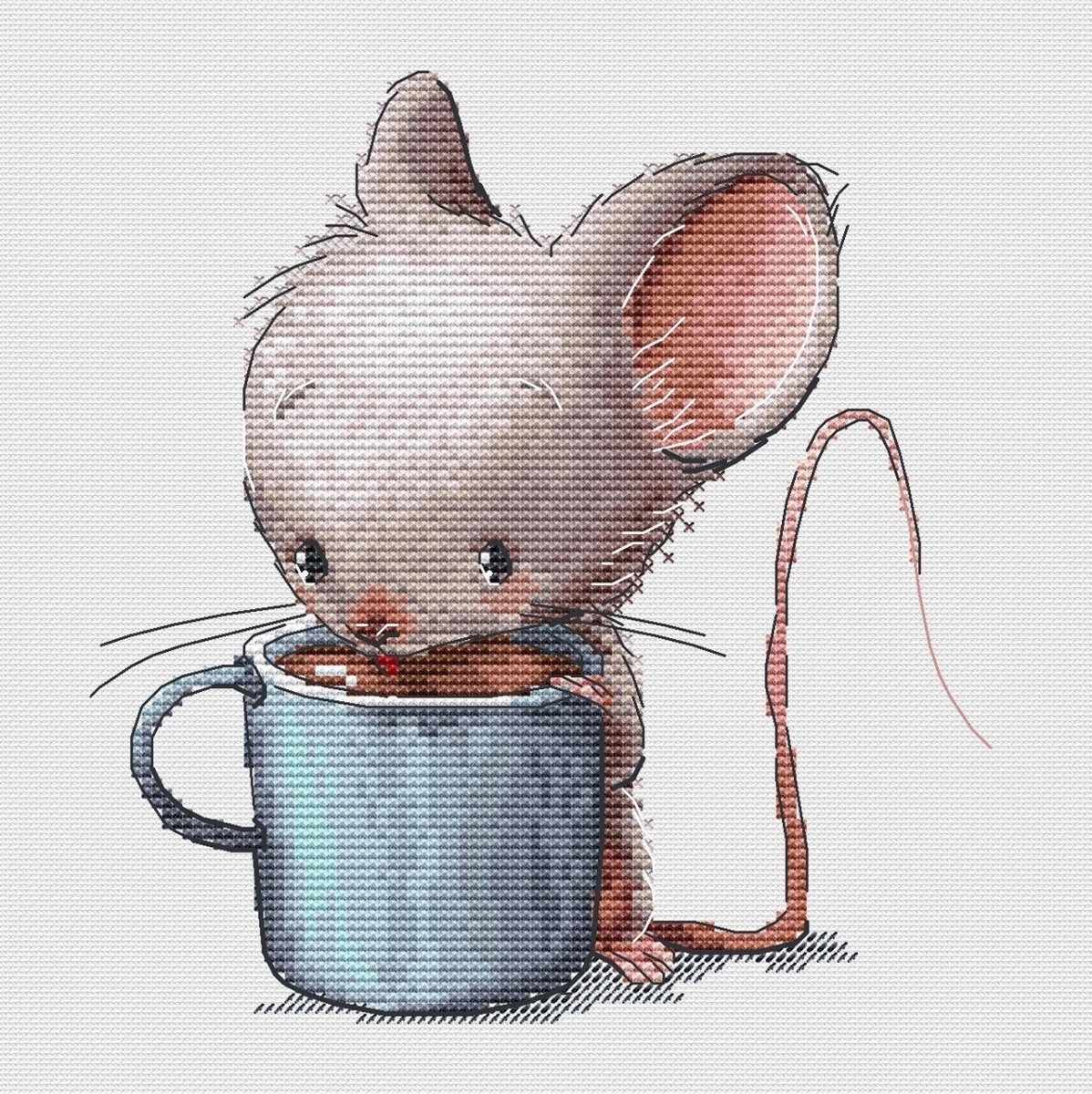 Coffee Lovers. Mouse Cross Stitch Pattern фото 1