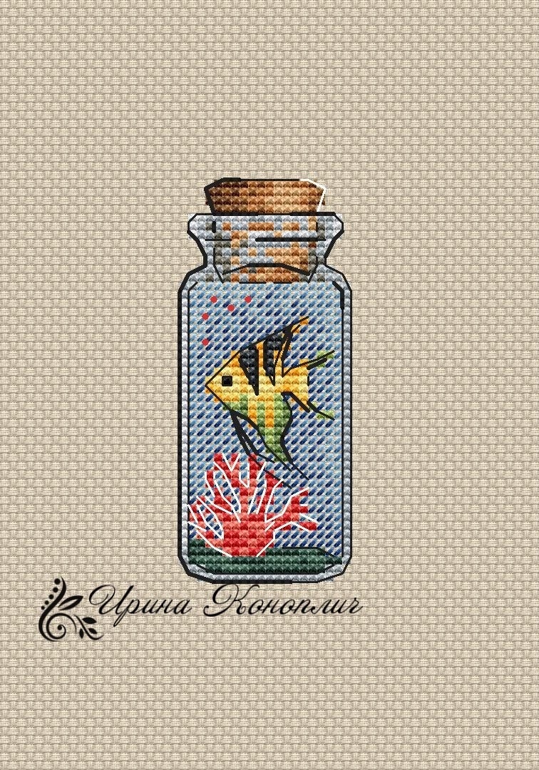 Bottles. Fish Cross Stitch Pattern фото 1