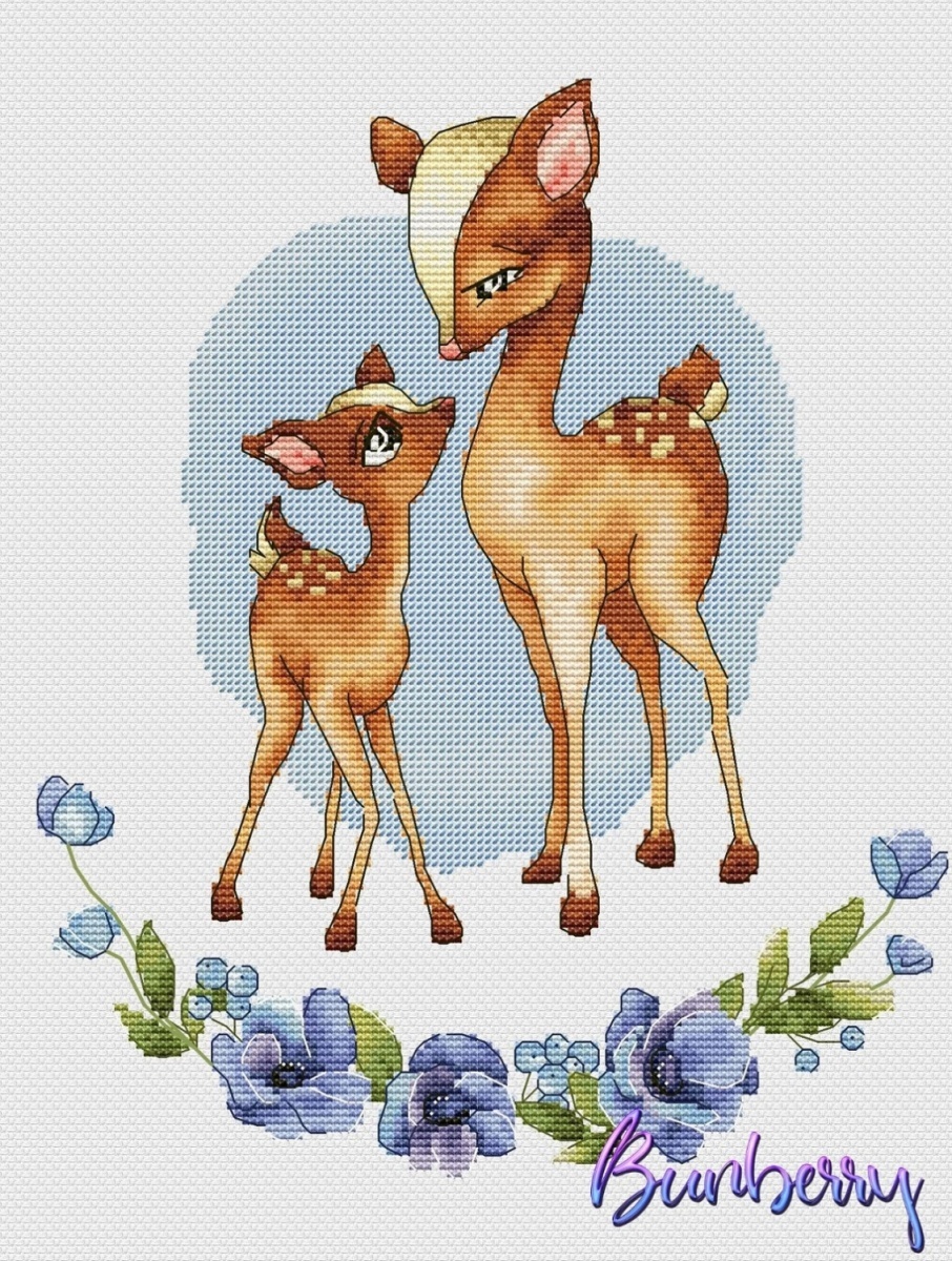 Deer and Anemones Cross Stitch Patterns фото 1