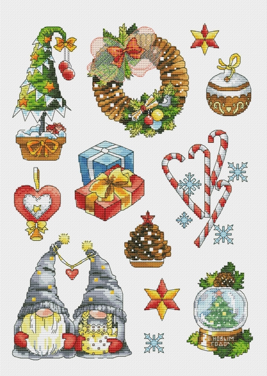 Christmas Sampler with Gnomes Cross Stitch Pattern фото 1