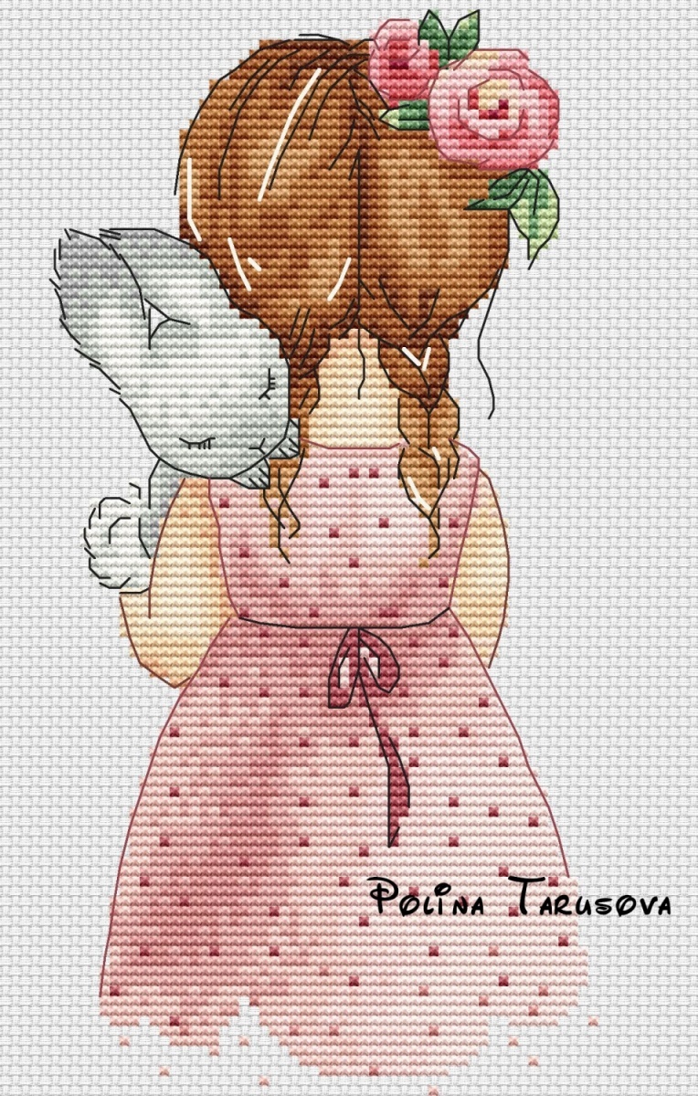 Mia and Bunny Cross Stitch Pattern фото 1