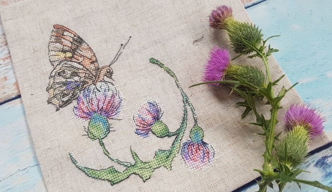 Butterfly and Thistle Cross Stitch Pattern фото 3