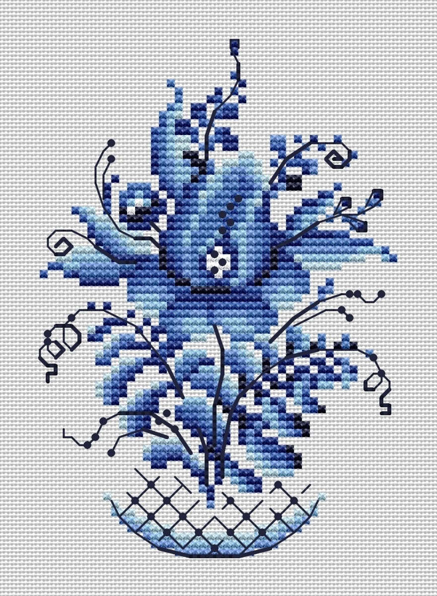 Gzhel 1 Cross Stitch Pattern фото 1