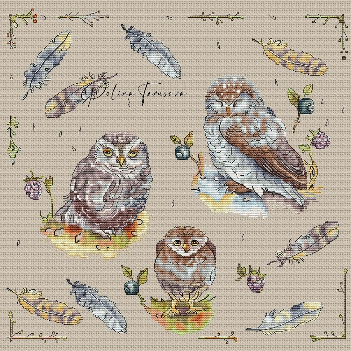 Summer Owls Cross Stitch Pattern фото 1