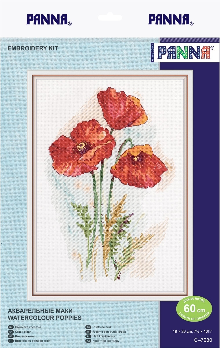 Watercolour Poppies Cross Stitch Kit фото 2