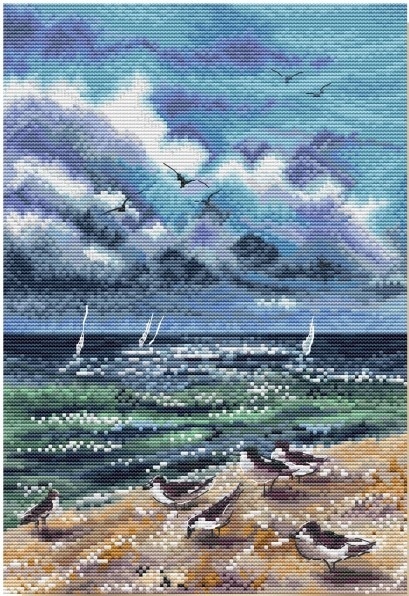 Coast Seagulls Cross Stitch Pattern фото 1