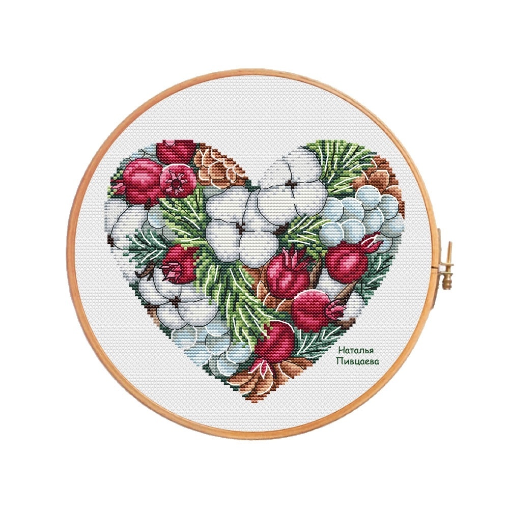 January Heart Cross Stitch Pattern фото 1