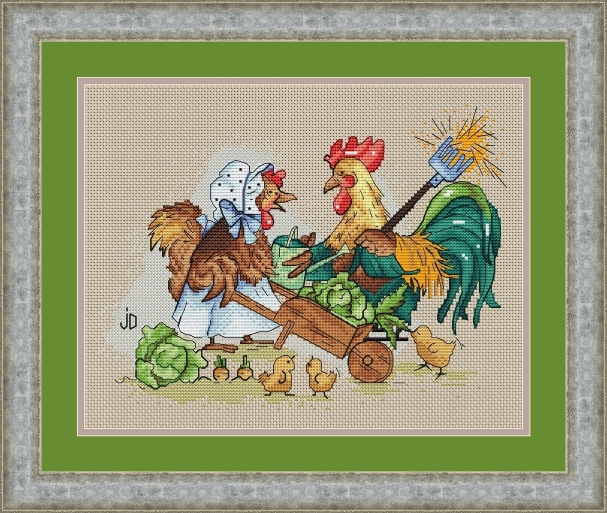 Chicken Family. Garden Cross Stitch Pattern фото 1