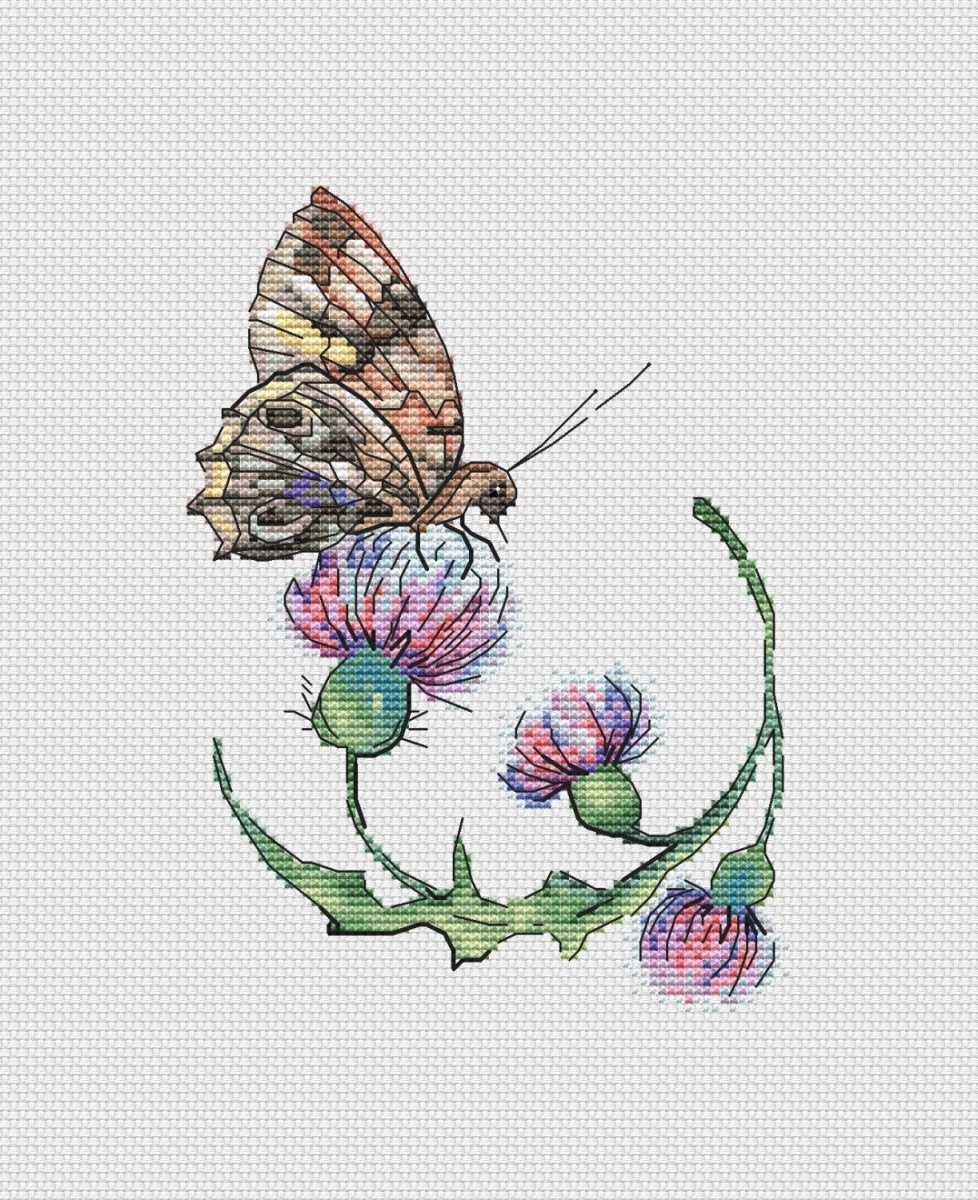 Butterfly and Thistle Cross Stitch Pattern фото 2