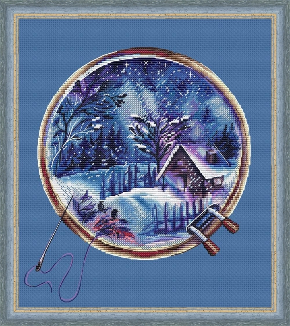 Winter in Embroidery Hoops Cross Stitch Pattern фото 1