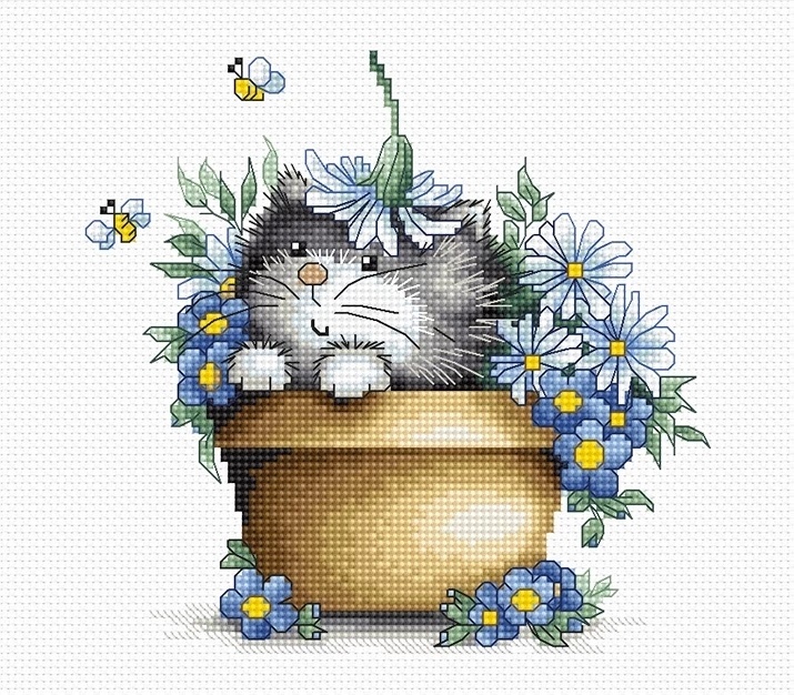Kitten in Flowers Cross Stitch Kit фото 1