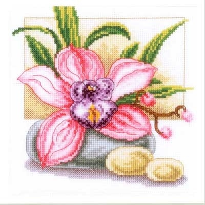 Pink Orchid Cross Stitch Kit фото 1