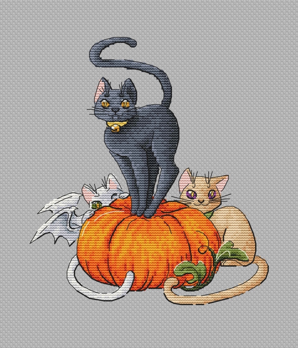 Cats and Pumpkin Cross Stitch Pattern фото 1