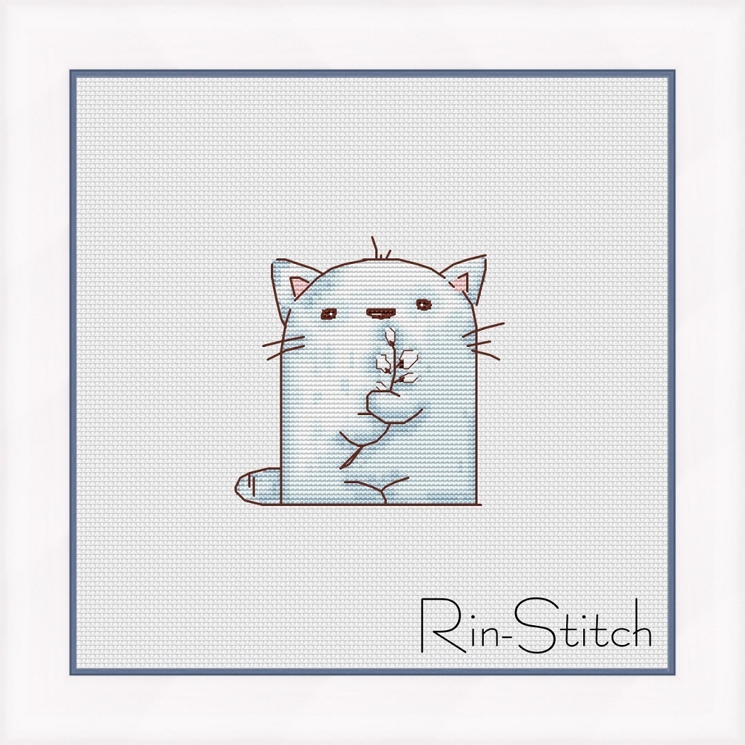April Cat Cross Stitch Pattern фото 1
