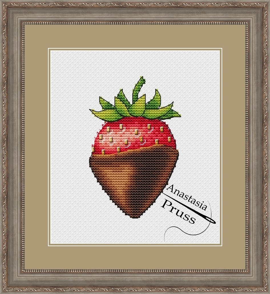 Chocolate Covered Strawberries Cross Stitch Pattern фото 1