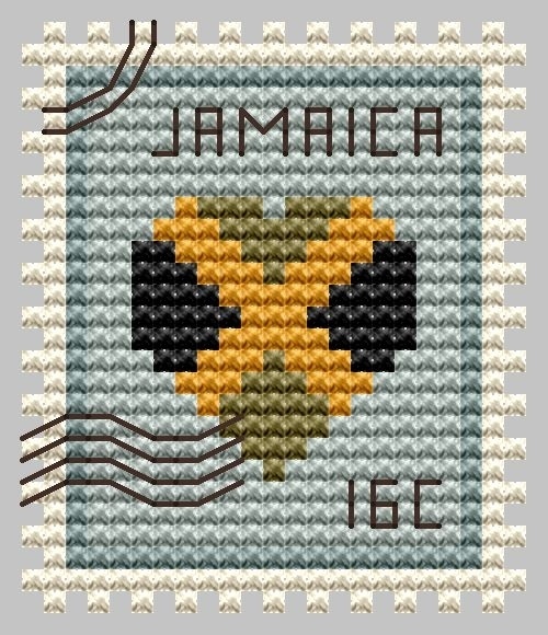 Jamaica Postage Stamp Cross Stitch Pattern фото 1