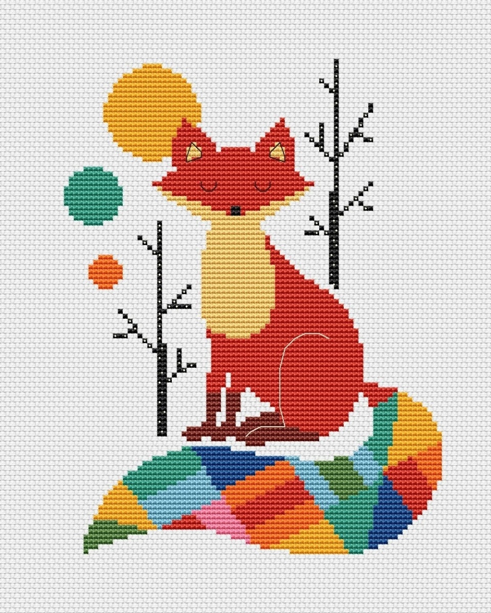 Rainbow Fox Cross Stitch Pattern фото 1
