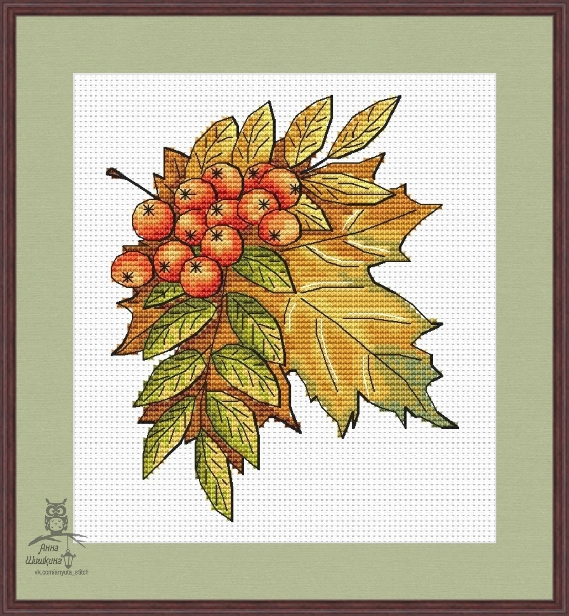 Fall Leaf Cross Stitch Pattern фото 1