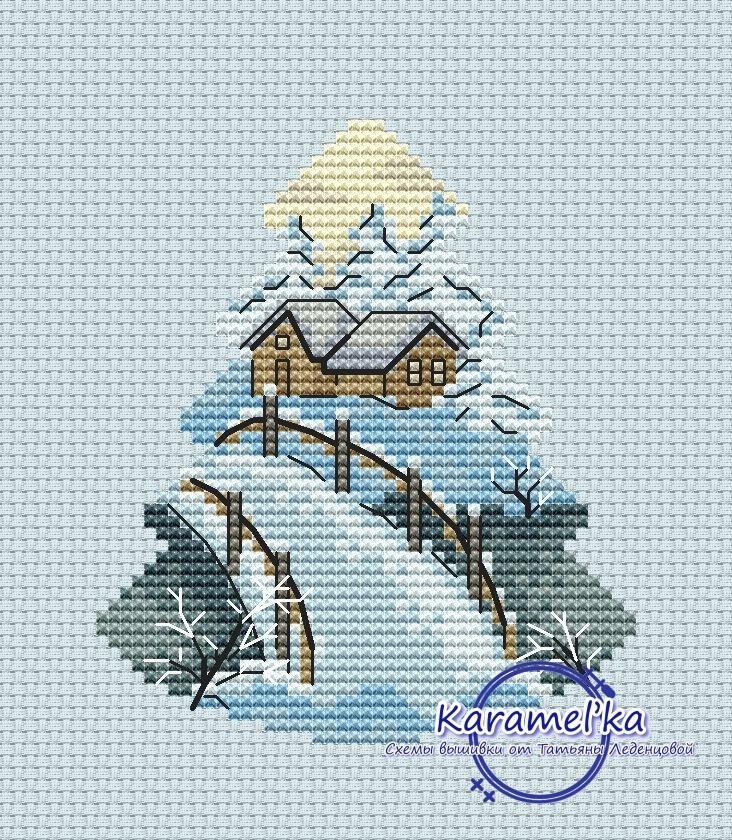 The Houses behind the Bridge Cross Stitch Pattern фото 1