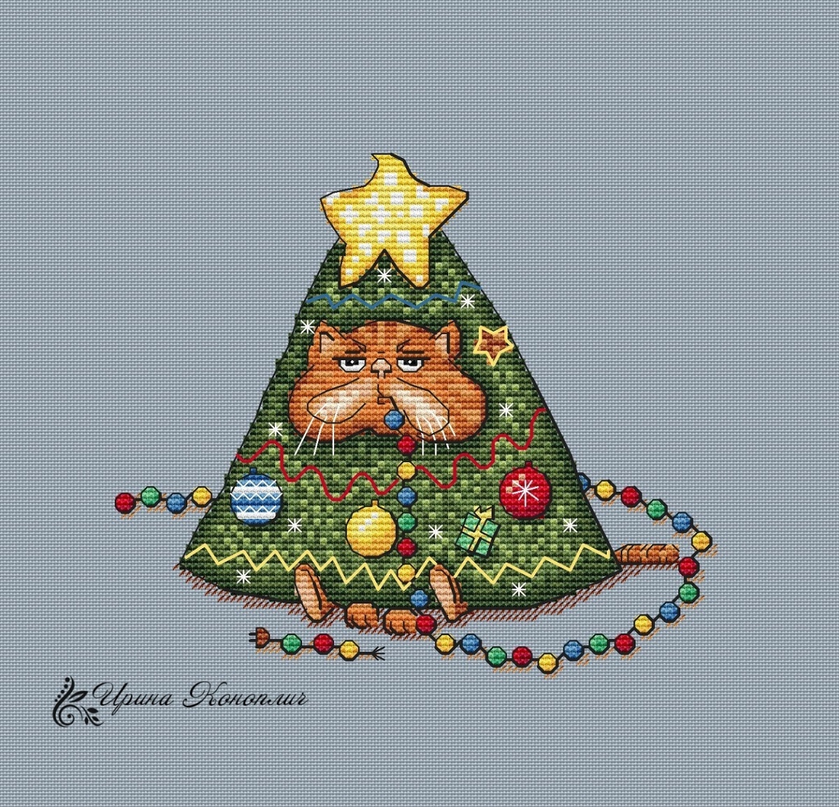 Christmas Cat Cross Stitch Pattern фото 1