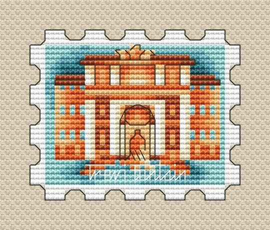 The Trevi Fountain Postage Stamp Cross Stitch Pattern фото 1