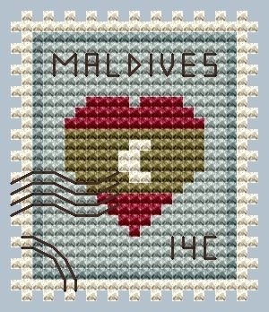 Maldives Postage Stamp Cross Stitch Pattern фото 1