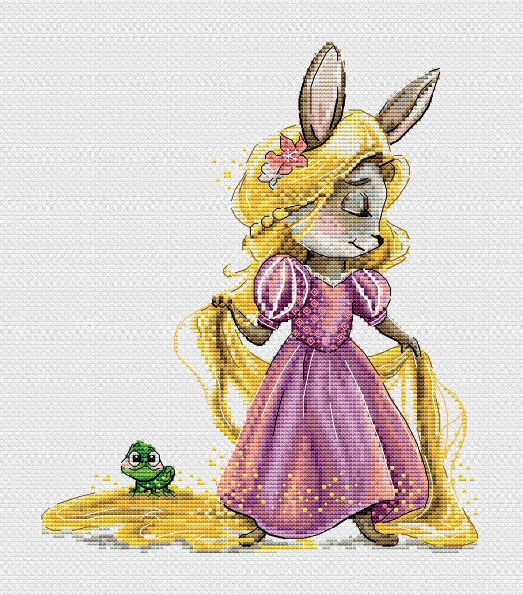 Bunny Rapunzel Cross Stitch Pattern фото 1