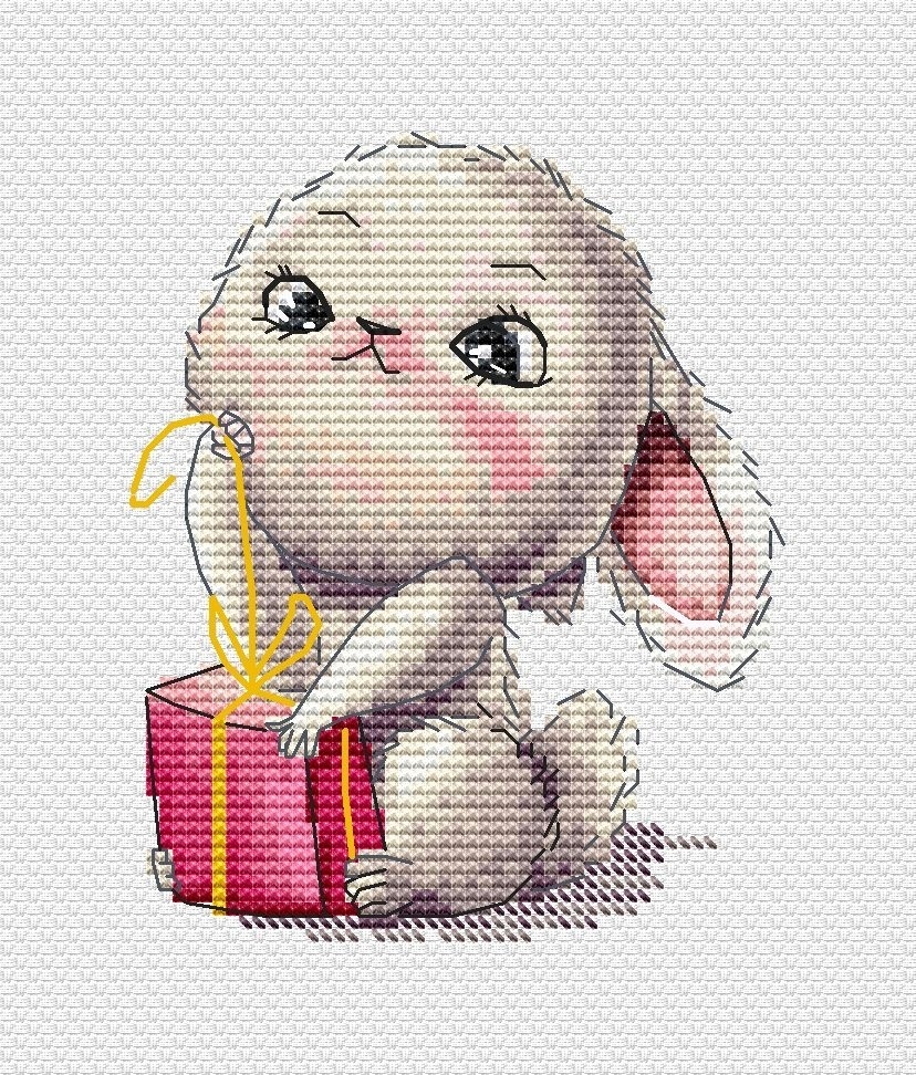 Bunny with a Gift Cross Stitch Chart фото 3