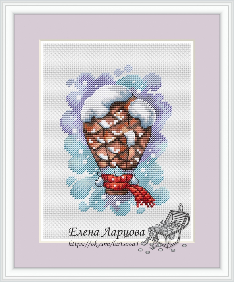 Hot Air Balloon - Winter Cross Stitch Pattern фото 1
