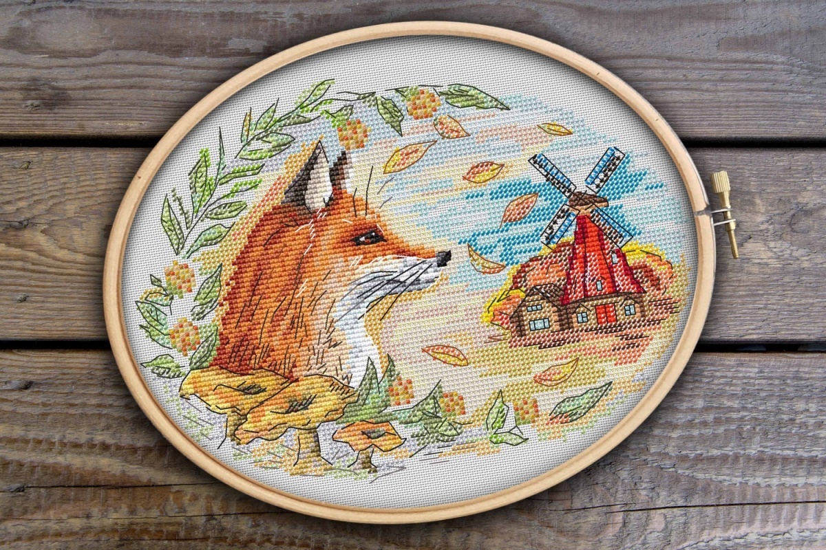 Autumn Fox and Windmill Cross Stitch Pattern фото 10