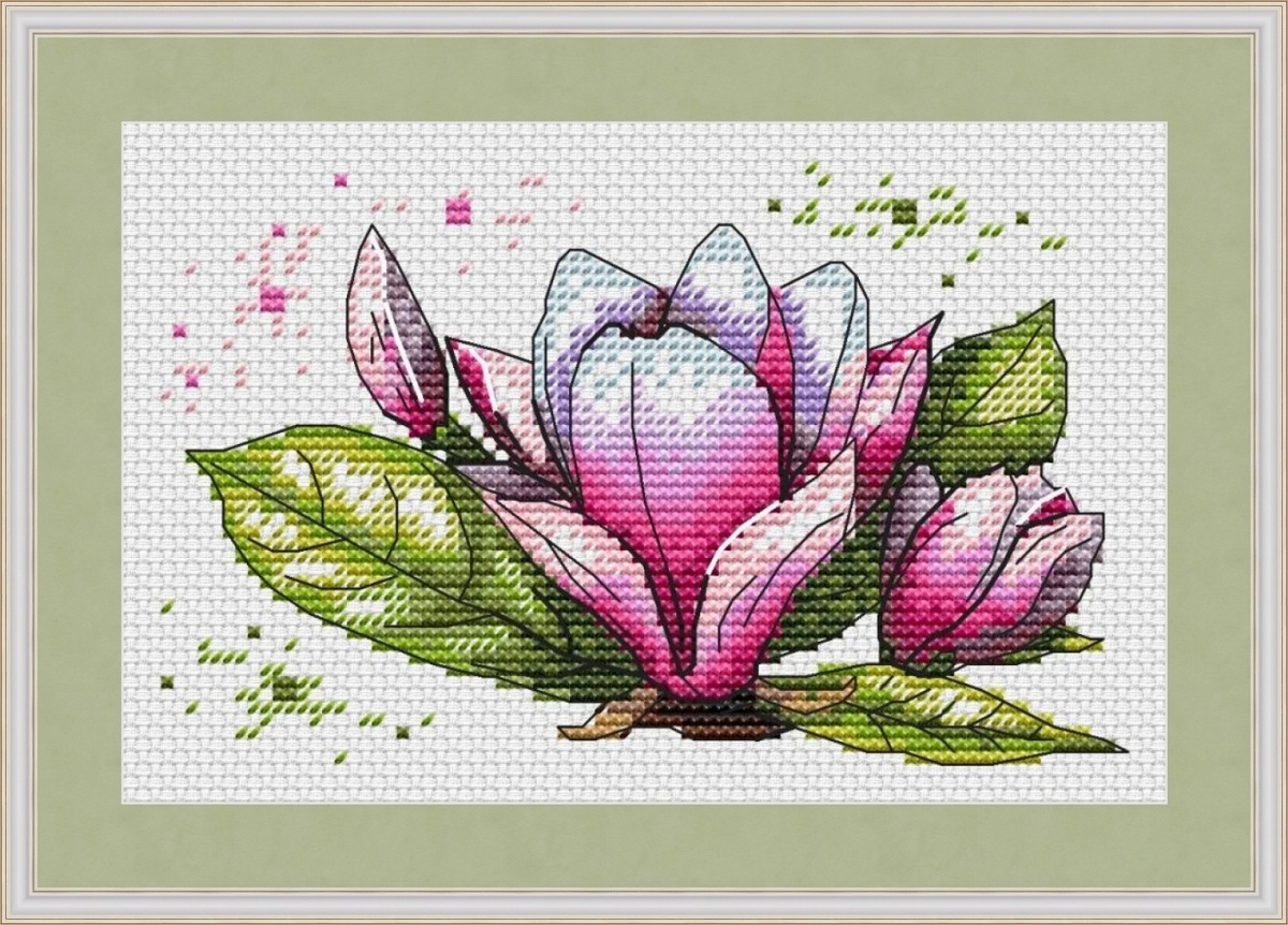 Watercolor Magnolia Cross Stitch Pattern фото 1