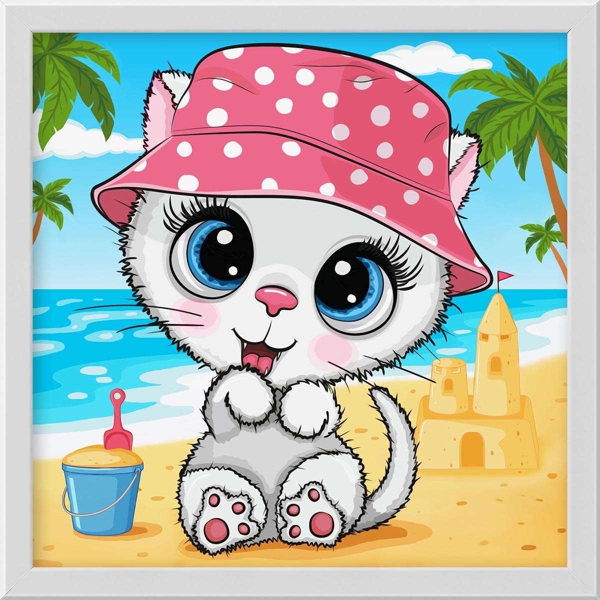 Cat on the Beach Diamond Painting Kit фото 1