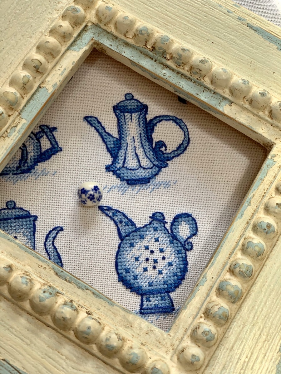 Blue Teapots Cross Stitch Pattern фото 3