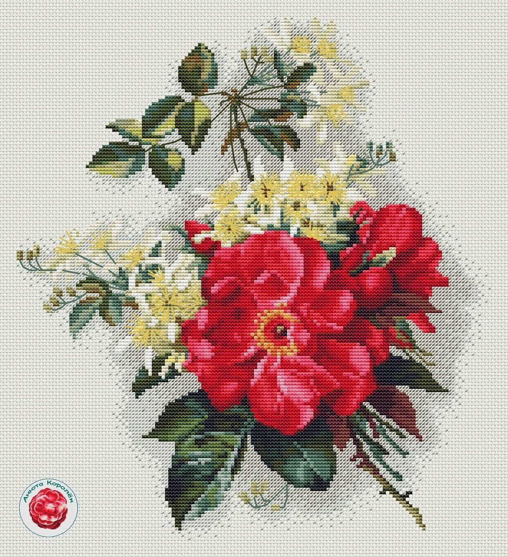 Wild Rose Cross Stitch Pattern фото 1