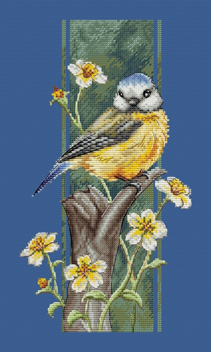 Feathered Summer. Titmouse Cross Stitch Pattern фото 5