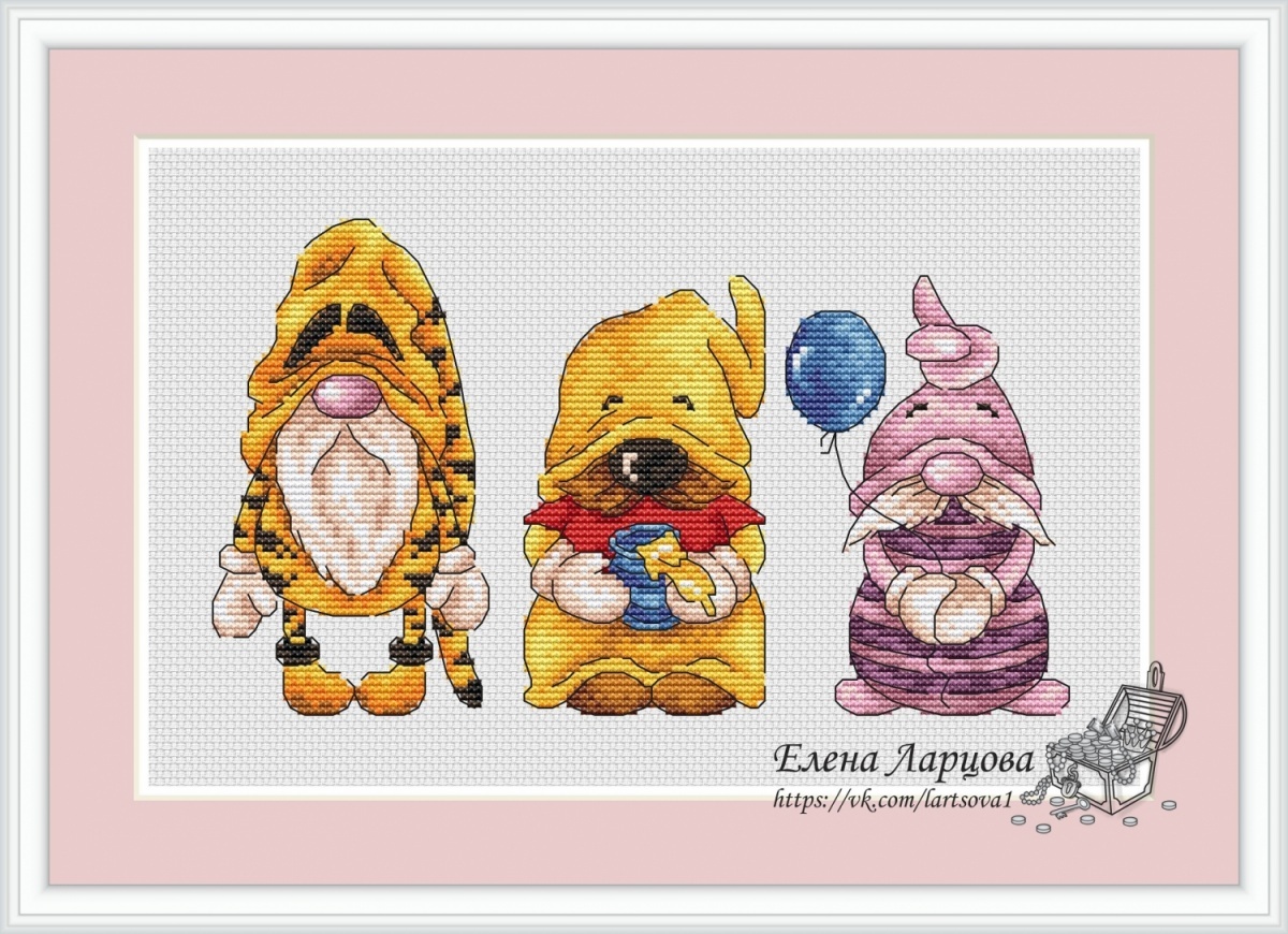 Winnie the Pooh Gnomes Cross Stitch Pattern фото 1