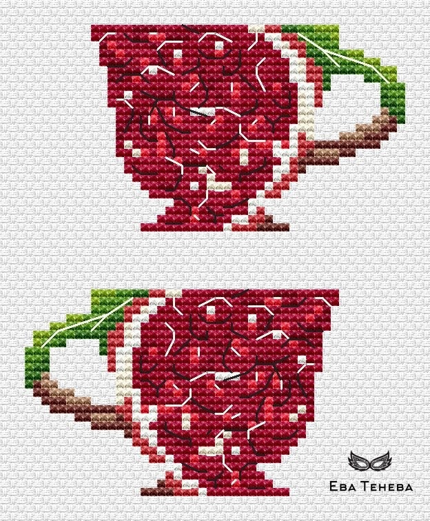 Pomegranate Tea Set Cross Stitch Pattern фото 3