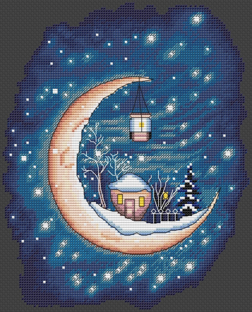 Winter Moon Cross Stitch Pattern фото 1