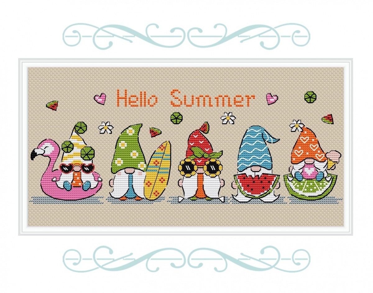 Hello Summer Gnomes Cross Stitch Pattern фото 2