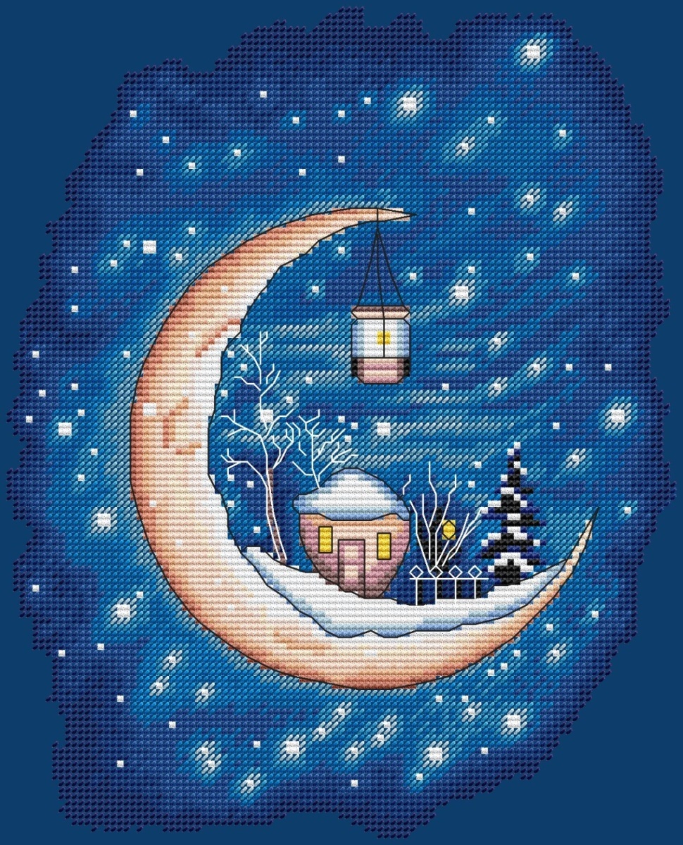 Winter Moon Cross Stitch Pattern фото 2