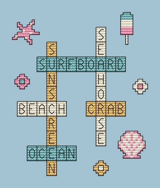 Sea Crossword Cross Stitch Pattern фото 1