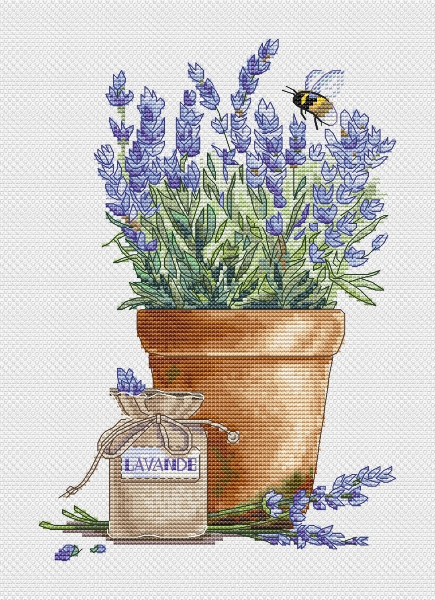 Lavender Flowers Cross Stitch Pattern фото 3