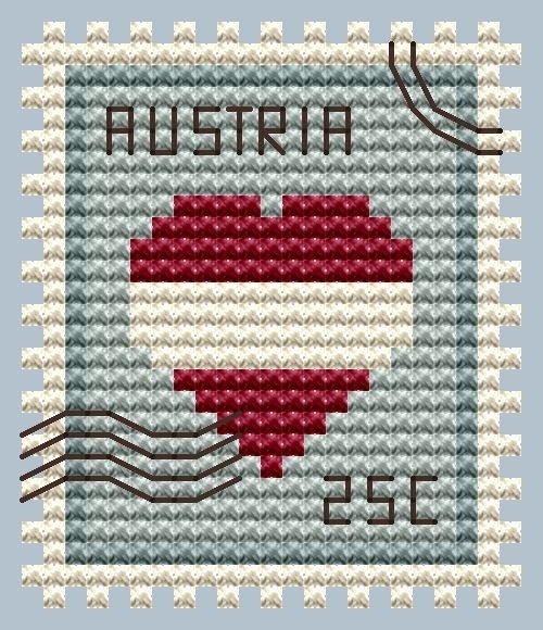 Austria Postage Stamp Cross Stitch Pattern фото 1