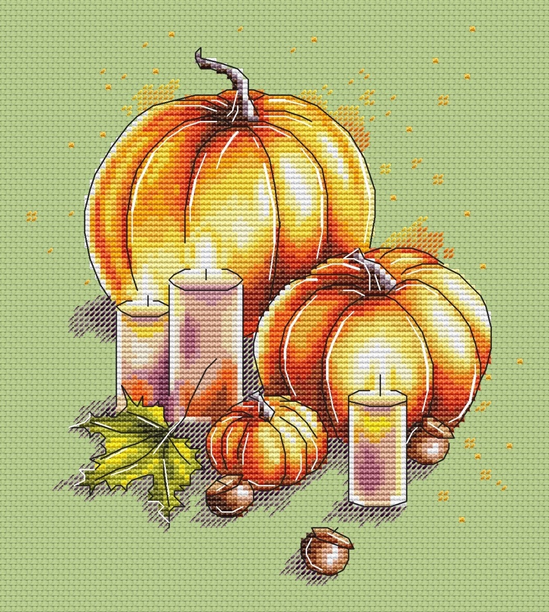Pumpkins and Candles Cross Stitch Pattern фото 3