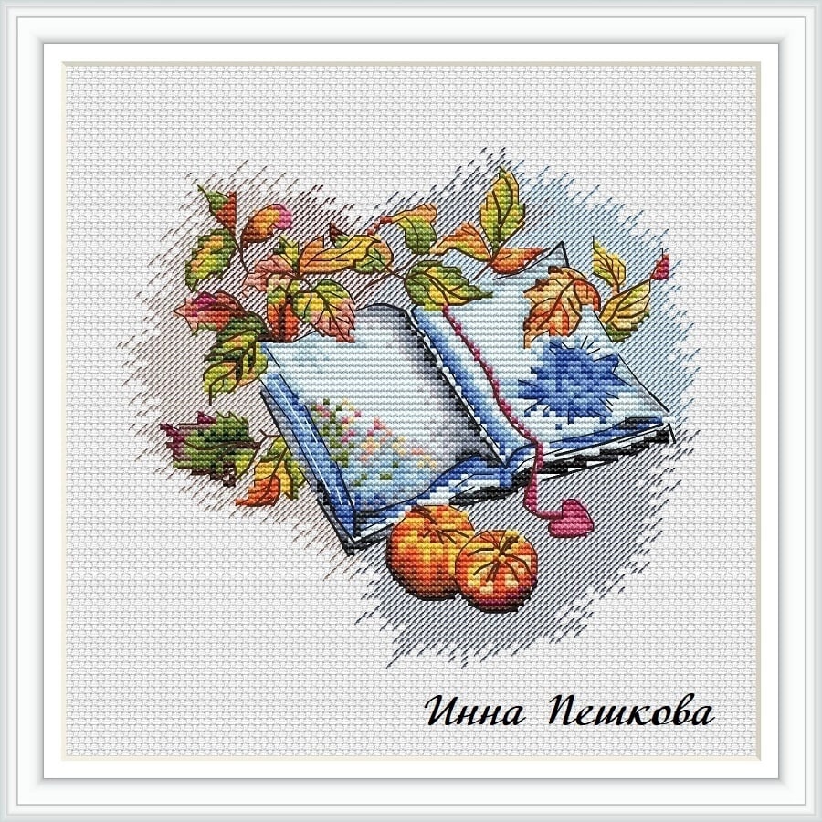 Autumn Reading Cross Stitch Pattern фото 1