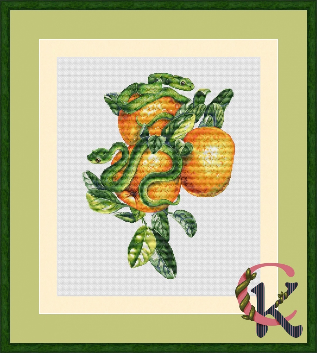Snakes and Tangerine Cross Stitch Pattern фото 1